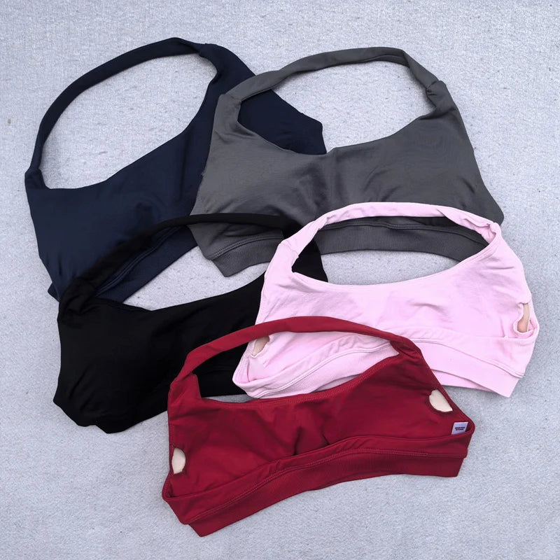 Shorts Set 2 Pieces Seamless Yoga Set Workout Tracksuit Women Halter Sport Bra And Low Waist Scrunch Bum Gym Shorts Suits