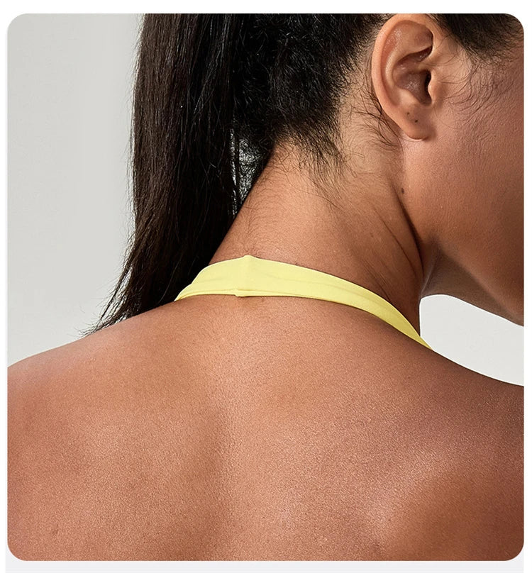 Customize LOGO Impact Sport Bra Women Halter Tank Top High Support Push-up Open Back Gym Fitness Yoga Workout Vest Removable Pad