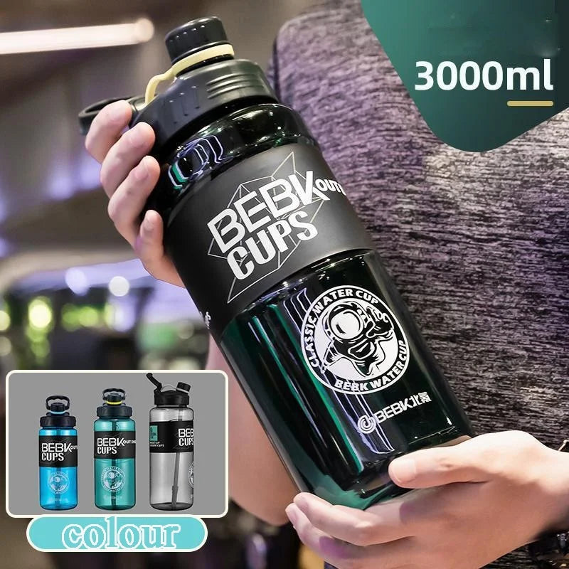 Sturdy 2L 3L Larger Gym Water Bottl for Sport Water Bottle with Straw School BPA FREE Waterbottle Drink Bottles Travel Kettle