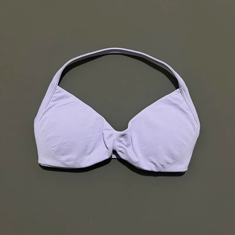 Impact Strappy Bra Seamless Women's Sports Bra for Yoga Gym Running Breathable High Stretch Backless Design Workout Top