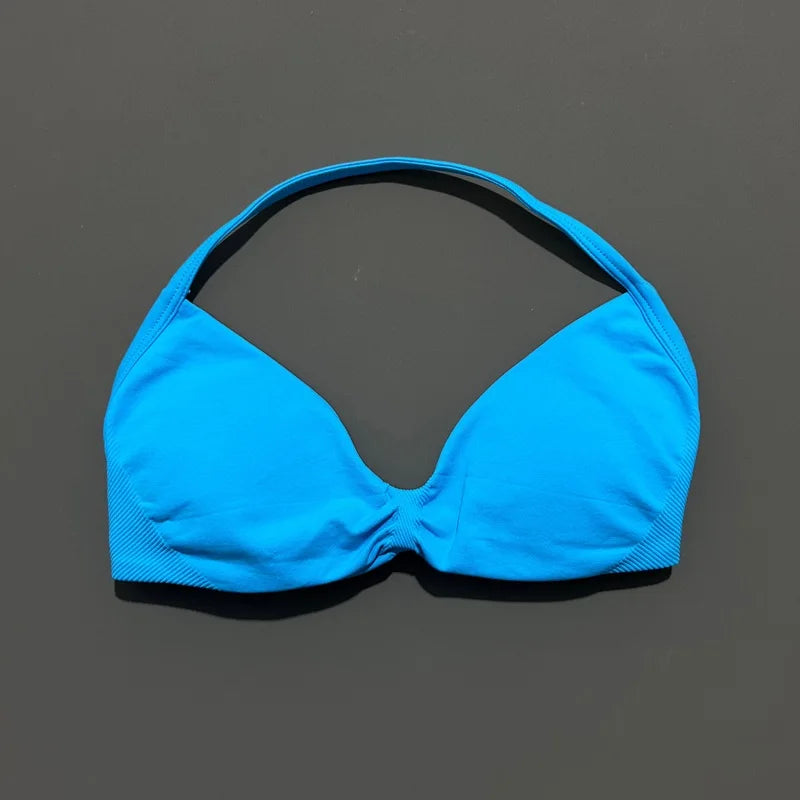 Impact Strappy Bra Seamless Women's Sports Bra for Yoga Gym Running Breathable High Stretch Backless Design Workout Top
