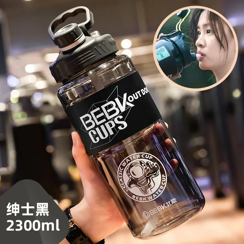 Sturdy 2L 3L Larger Gym Water Bottl for Sport Water Bottle with Straw School BPA FREE Waterbottle Drink Bottles Travel Kettle