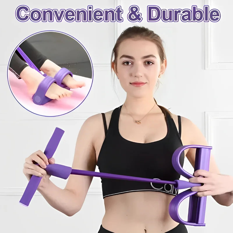 4-Tube Pedal Resistance Band – Home Workout Equipment for Full Body Exercise, Yoga & Fitness Training