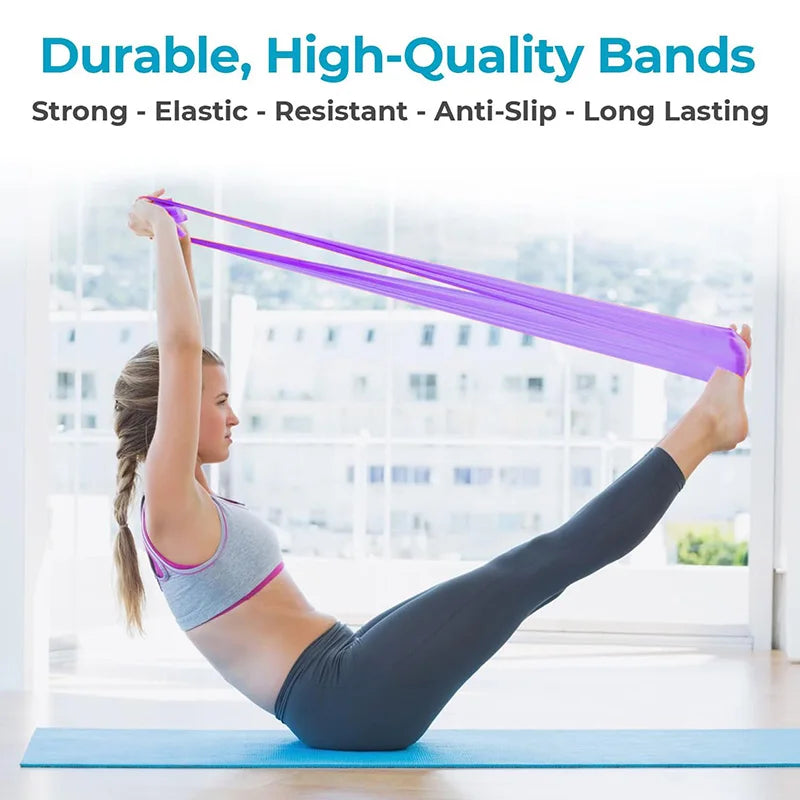 4 Pcs Resistance Bands Exercise Elastic Band Fitness Workout Yoga Pilates Recovery Physical Therapy Stretching Strength Training