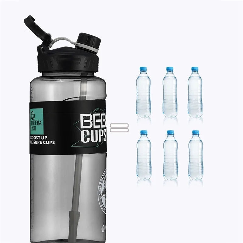 Sturdy 2L 3L Larger Gym Water Bottl for Sport Water Bottle with Straw School BPA FREE Waterbottle Drink Bottles Travel Kettle