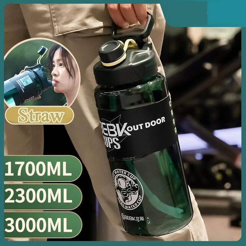 Sturdy 2L 3L Larger Gym Water Bottl for Sport Water Bottle with Straw School BPA FREE Waterbottle Drink Bottles Travel Kettle