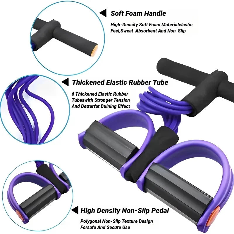 4-Tube Pedal Resistance Band – Home Workout Equipment for Full Body Exercise, Yoga & Fitness Training