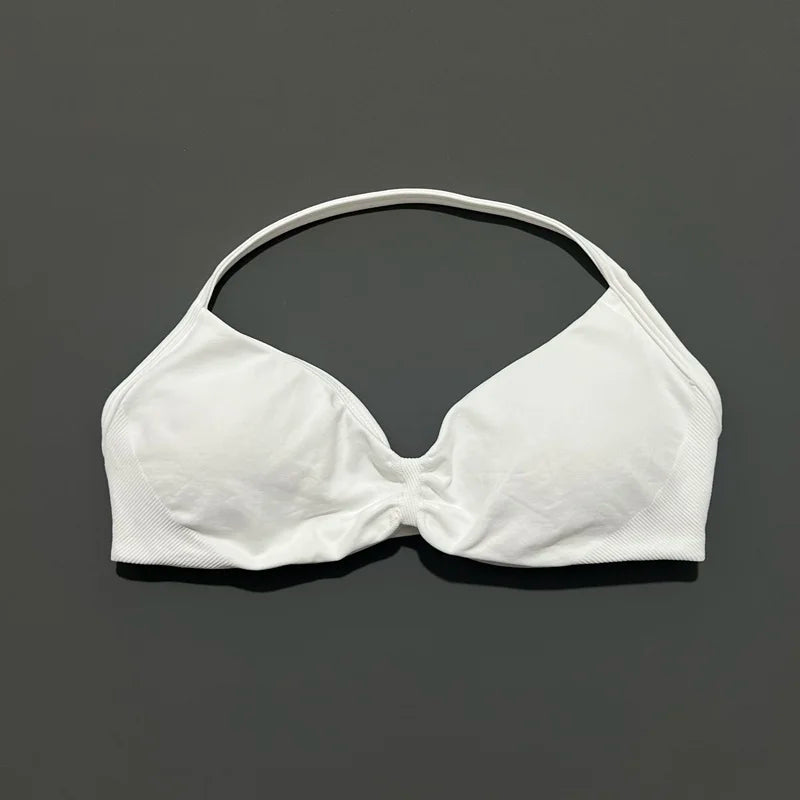 Impact Strappy Bra Seamless Women's Sports Bra for Yoga Gym Running Breathable High Stretch Backless Design Workout Top