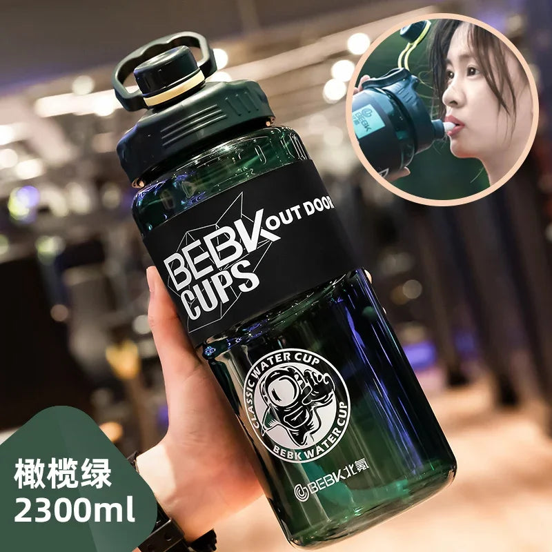Sturdy 2L 3L Larger Gym Water Bottl for Sport Water Bottle with Straw School BPA FREE Waterbottle Drink Bottles Travel Kettle