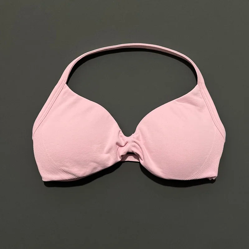 Impact Strappy Bra Seamless Women's Sports Bra for Yoga Gym Running Breathable High Stretch Backless Design Workout Top