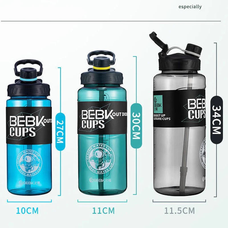 Sturdy 2L 3L Larger Gym Water Bottl for Sport Water Bottle with Straw School BPA FREE Waterbottle Drink Bottles Travel Kettle