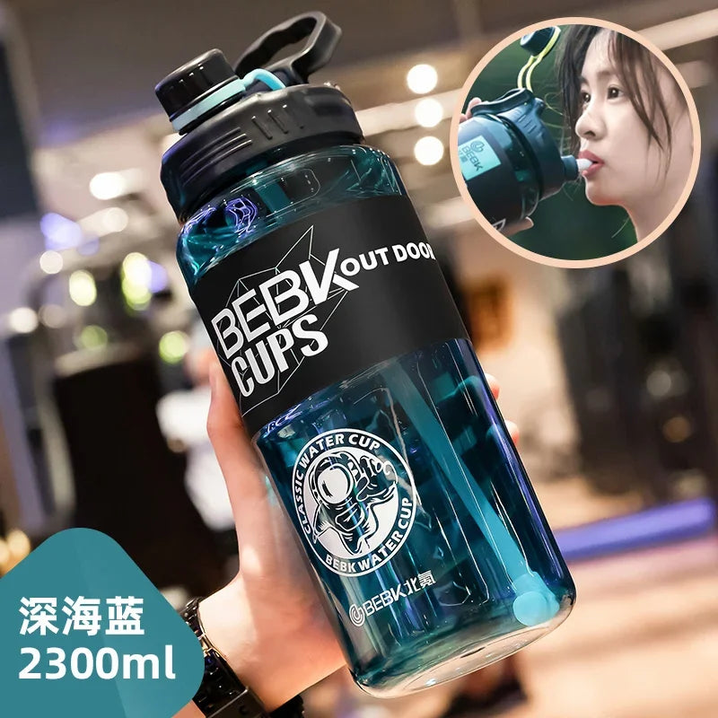 Sturdy 2L 3L Larger Gym Water Bottl for Sport Water Bottle with Straw School BPA FREE Waterbottle Drink Bottles Travel Kettle