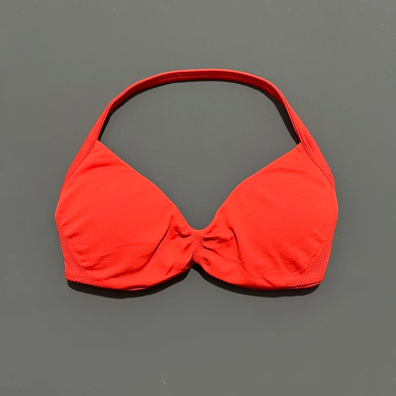 Impact Strappy Bra Seamless Women's Sports Bra for Yoga Gym Running Breathable High Stretch Backless Design Workout Top